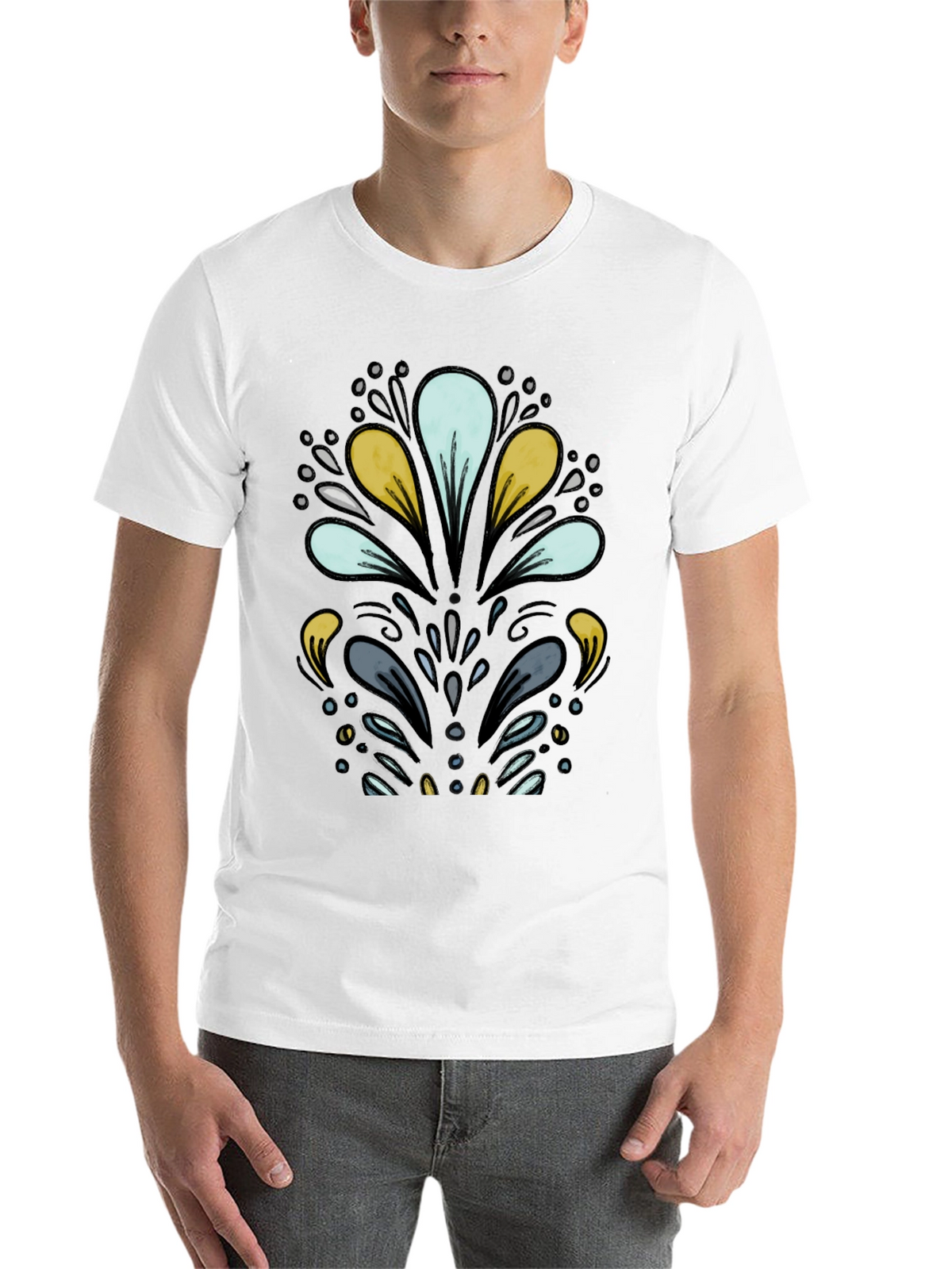 Abstract Floral Black T-Shirt