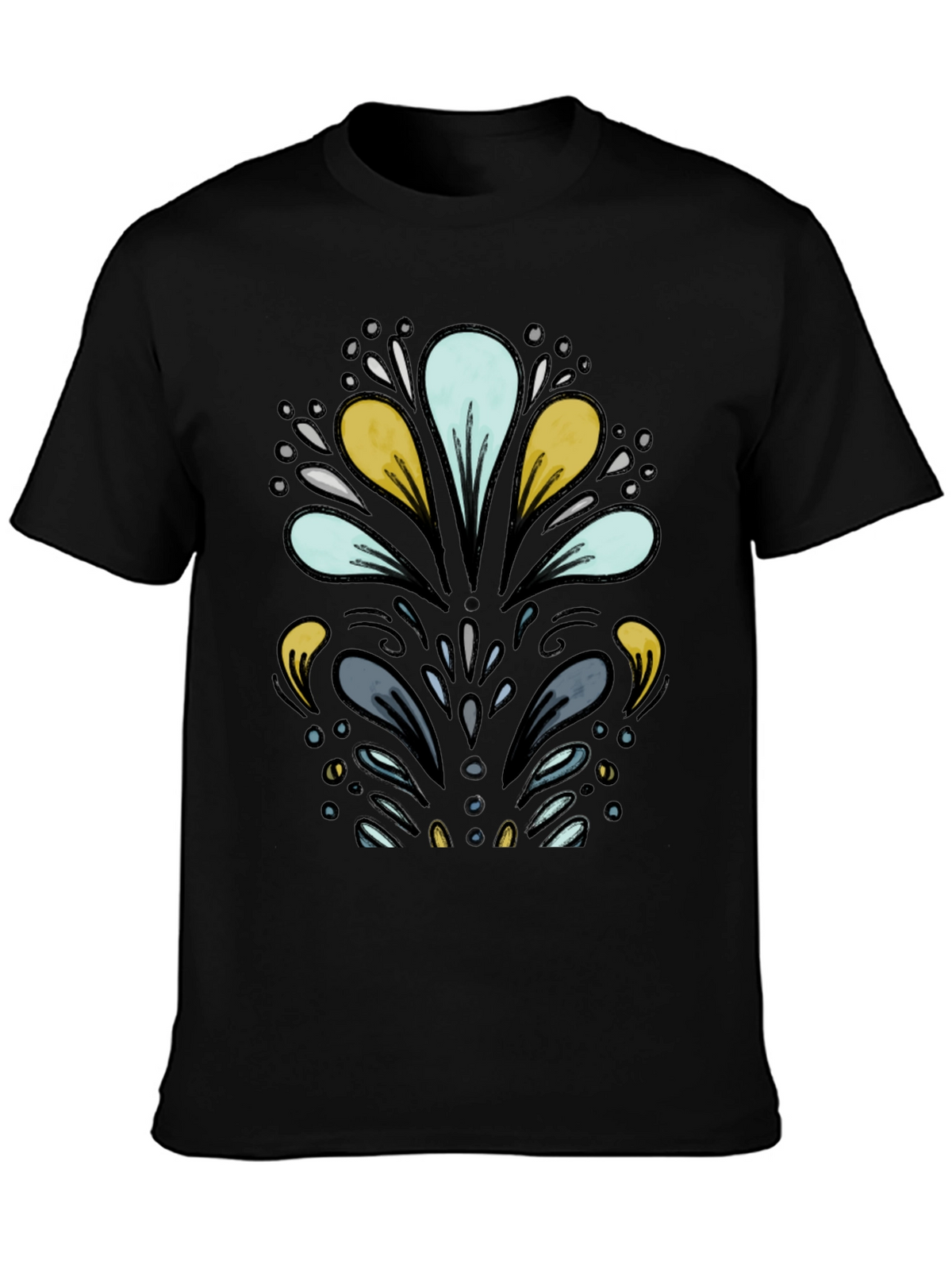 Abstract Floral Black T-Shirt