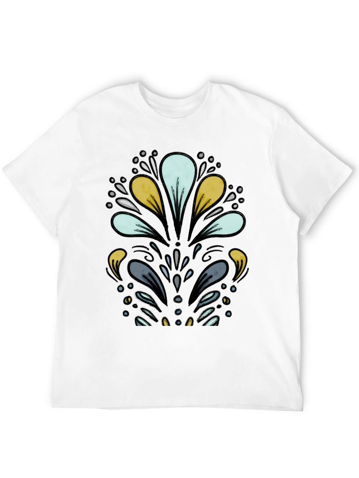 Abstract Floral Black T-Shirt