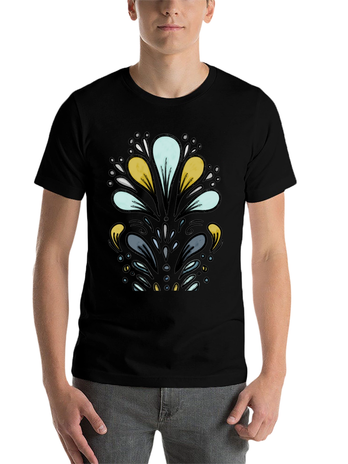Abstract Floral Black T-Shirt