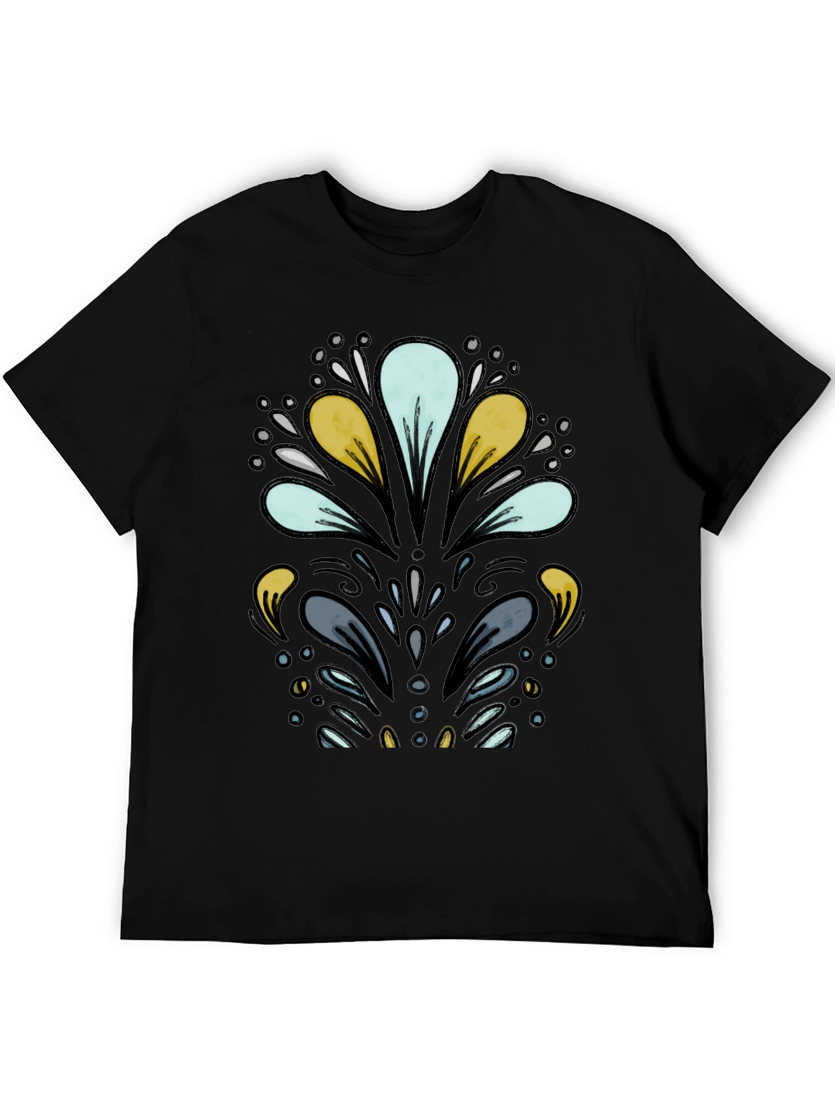 Abstract Floral Black T-Shirt