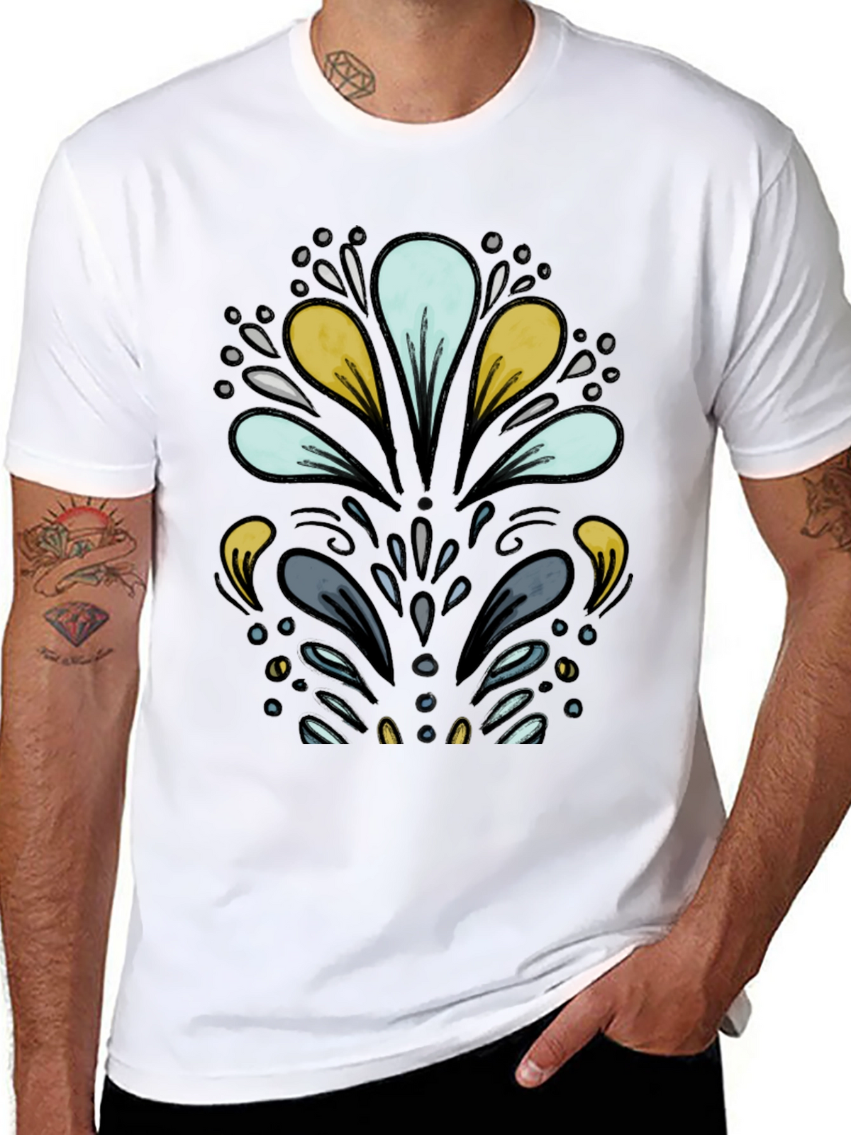 Abstract Floral Black T-Shirt