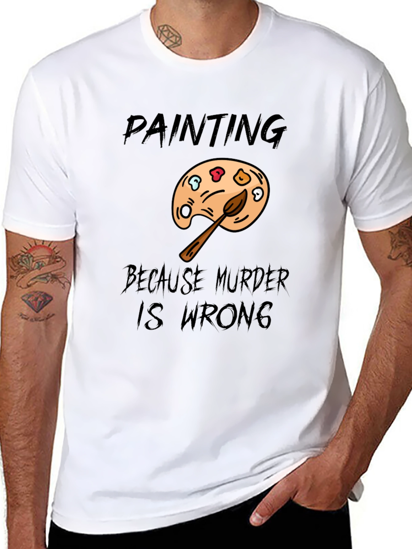 Painting Because Murder Is Wrong Mens T-Shirt