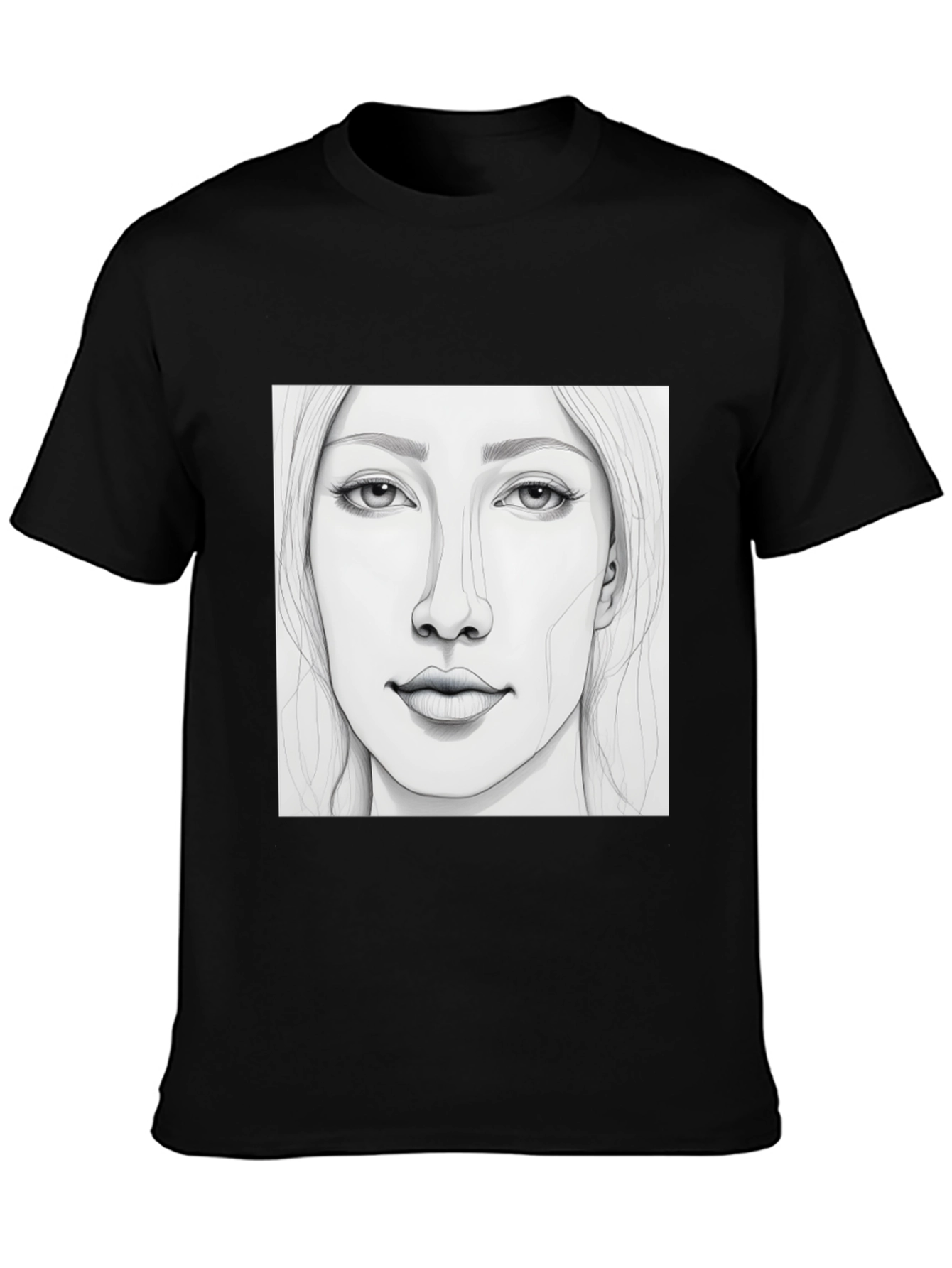 Sketch Portrait Black T-Shirt