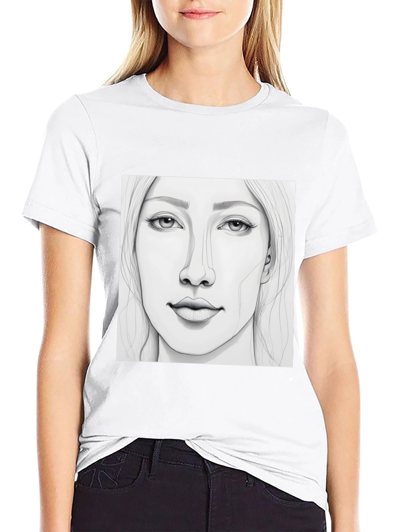 Sketch Portrait Black T-Shirt
