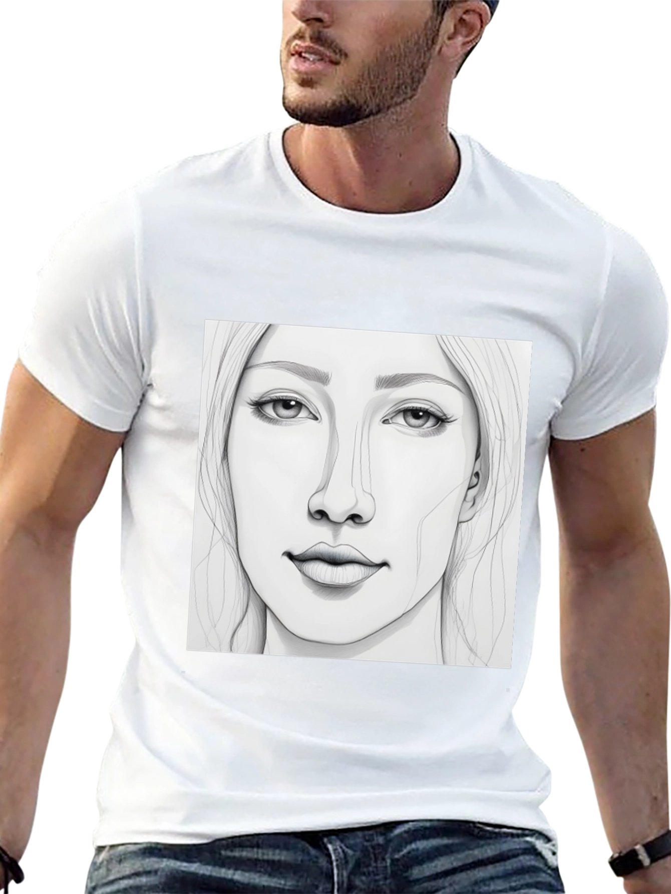Sketch Portrait Black T-Shirt