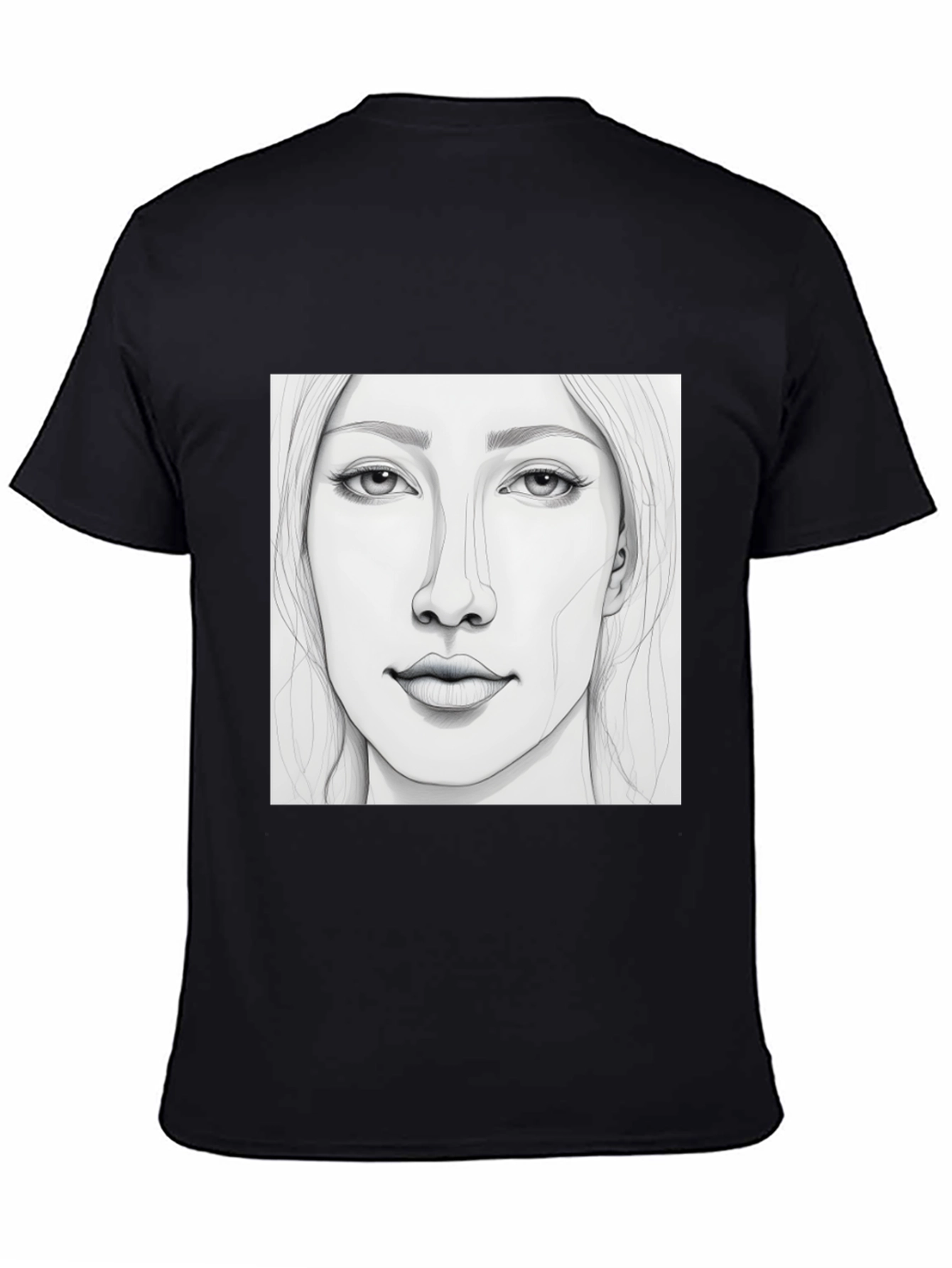 Sketch Portrait Black T-Shirt