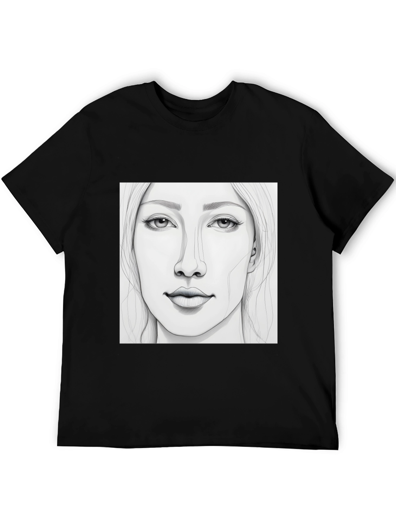 Sketch Portrait Black T-Shirt