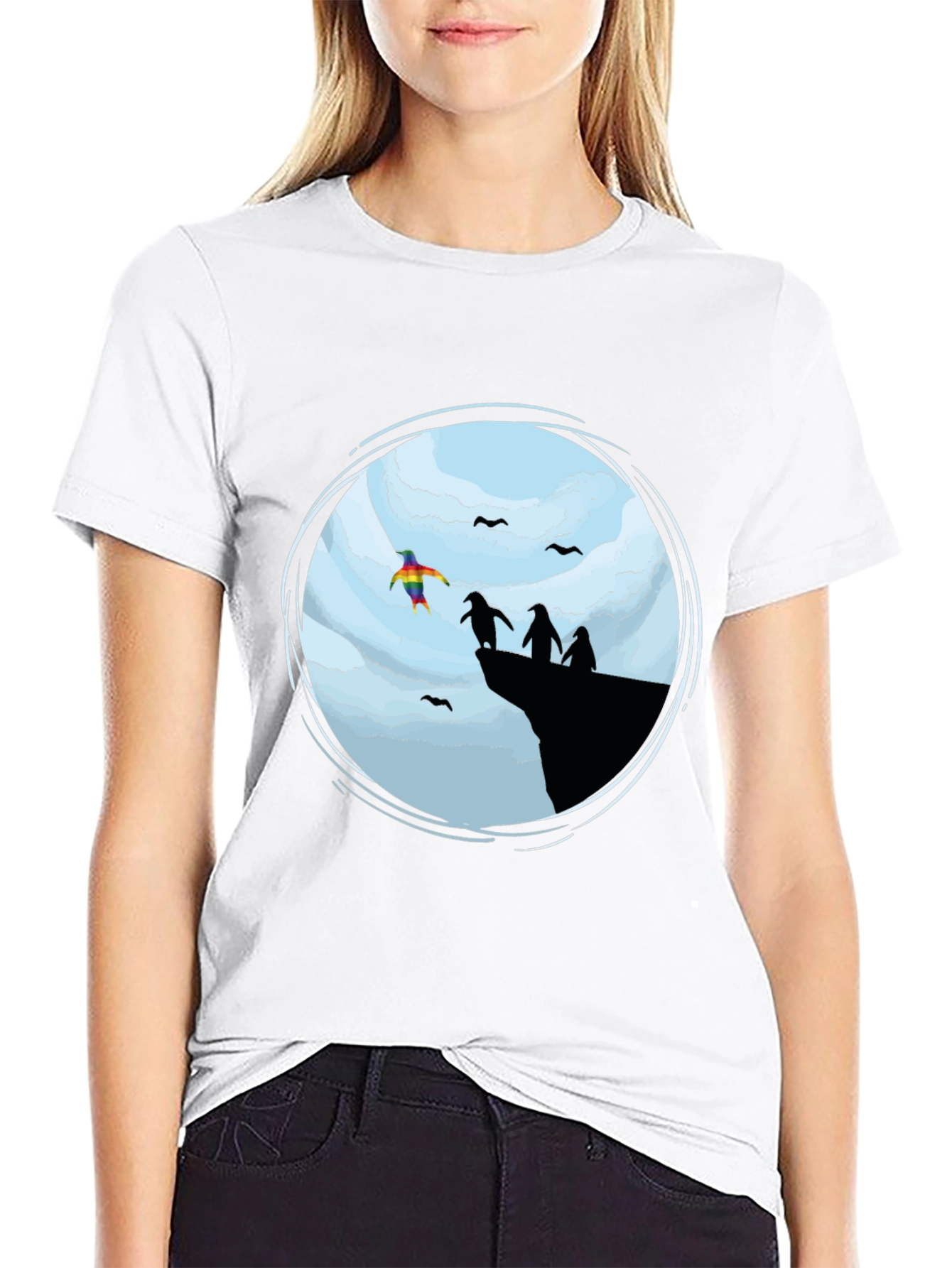 Penguin Cliff T-Shirt - Pride Design