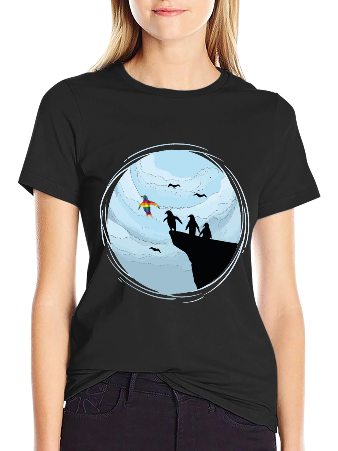 Penguin Cliff T-Shirt - Pride Design
