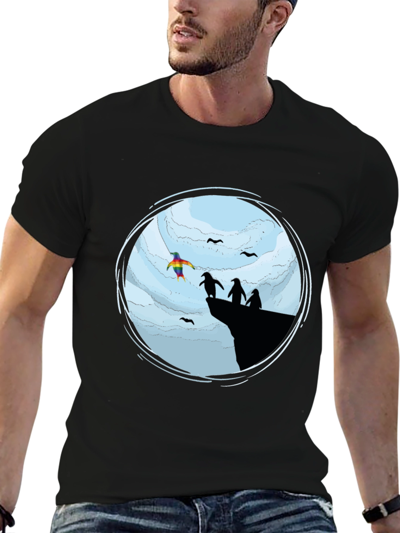 Penguin Cliff T-Shirt - Pride Design