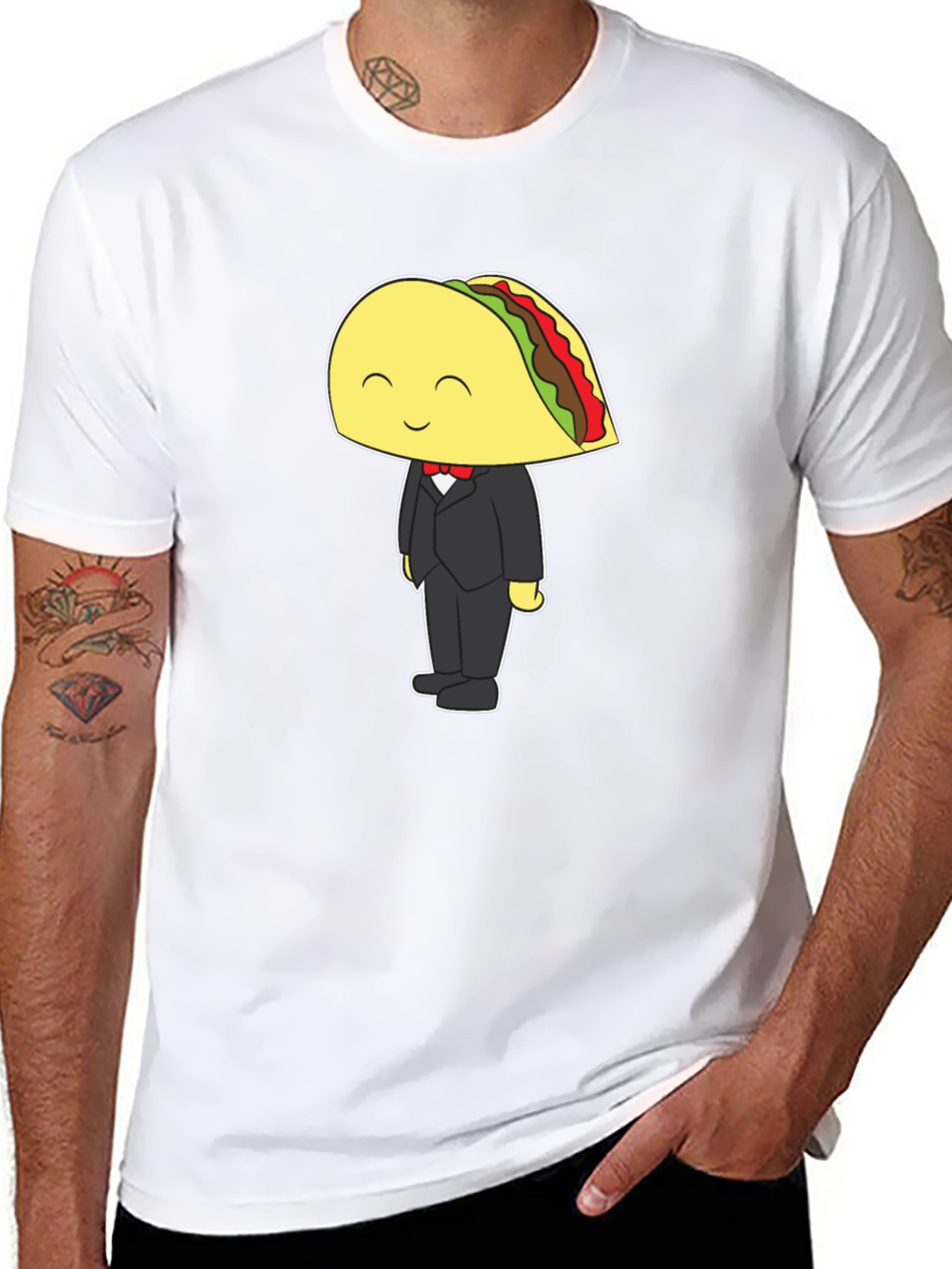 Taco Tuxedo Graphic Tee - Black Cotton T-Shirt