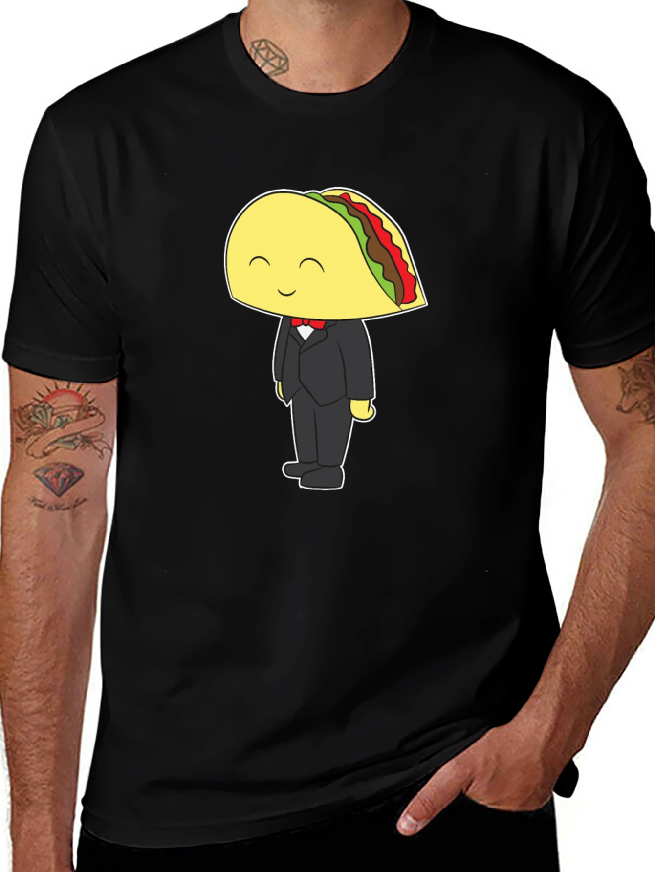 Taco Tuxedo Graphic Tee - Black Cotton T-Shirt