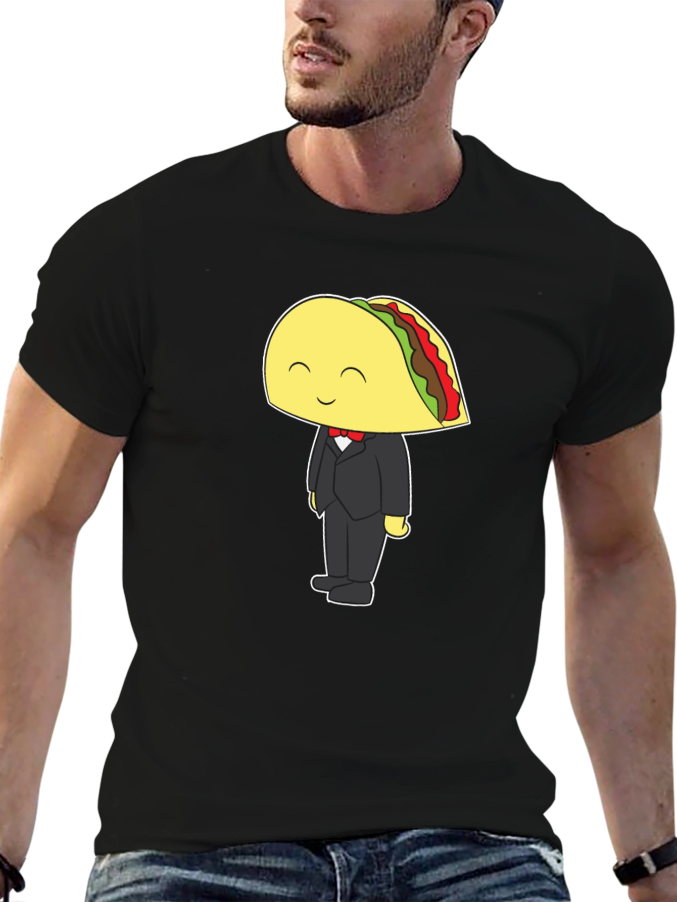 Taco Tuxedo Graphic Tee - Black Cotton T-Shirt
