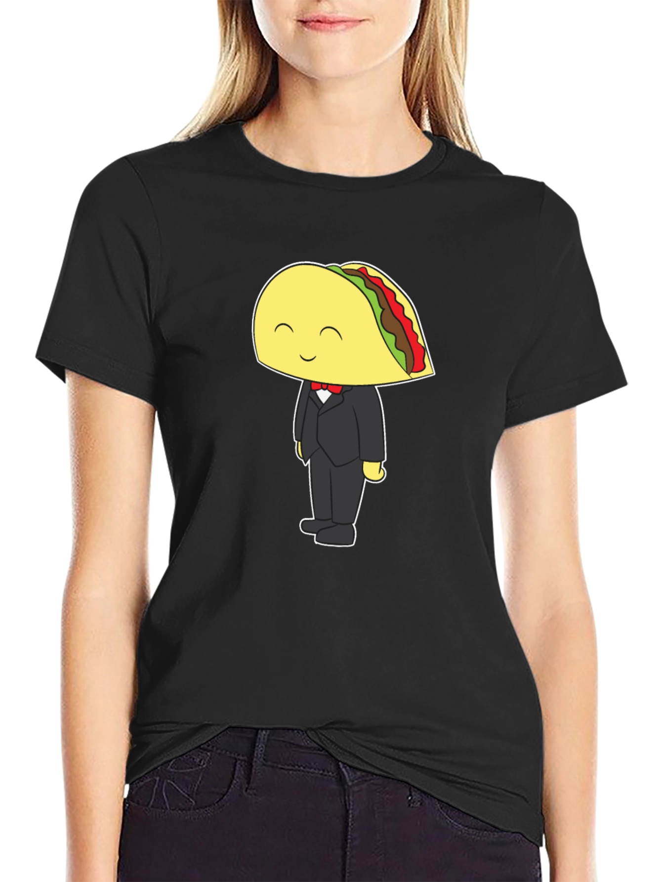Taco Tuxedo Graphic Tee - Black Cotton T-Shirt