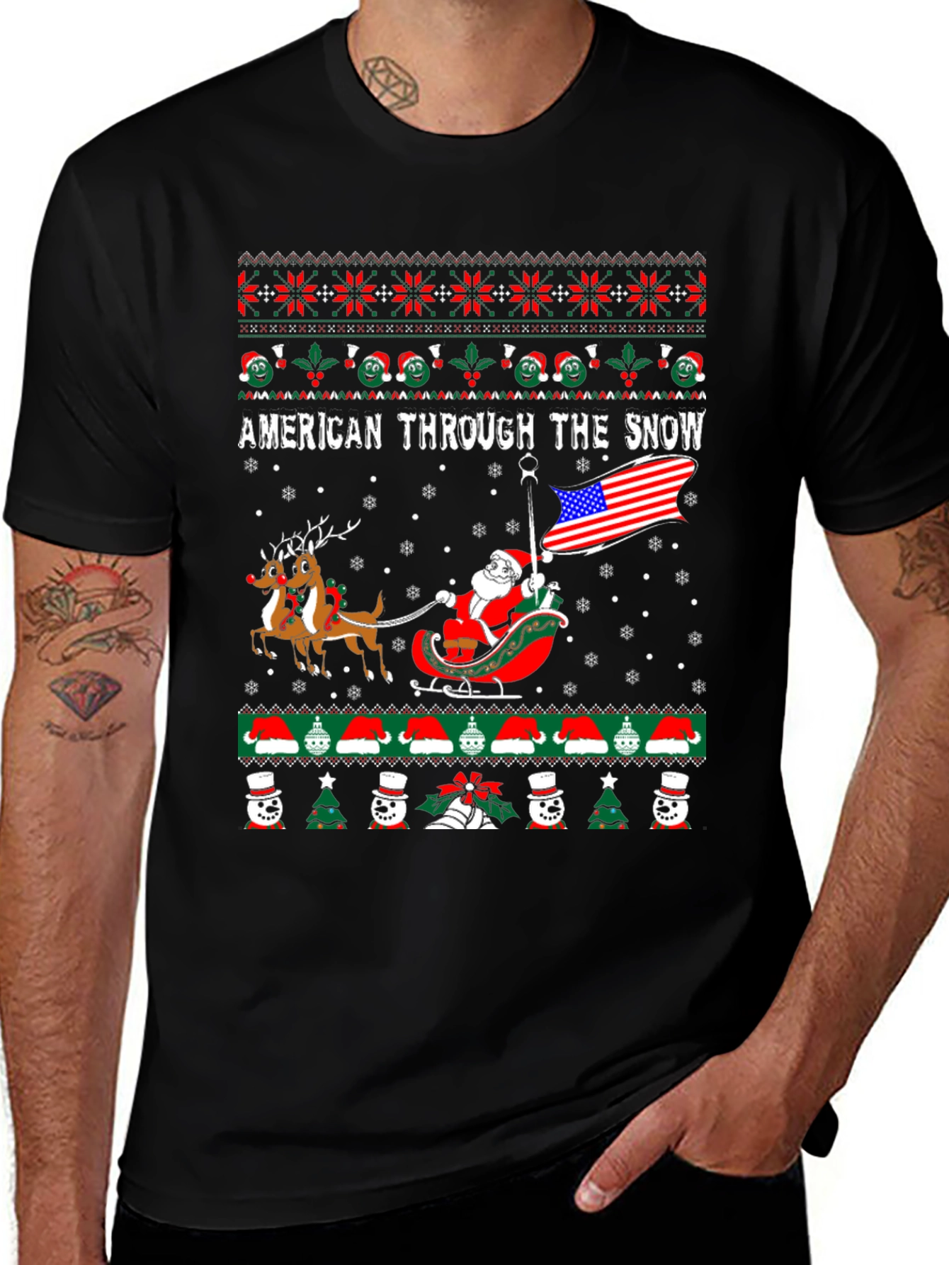 American Through The Snow Ugly Christmas T-Shirt