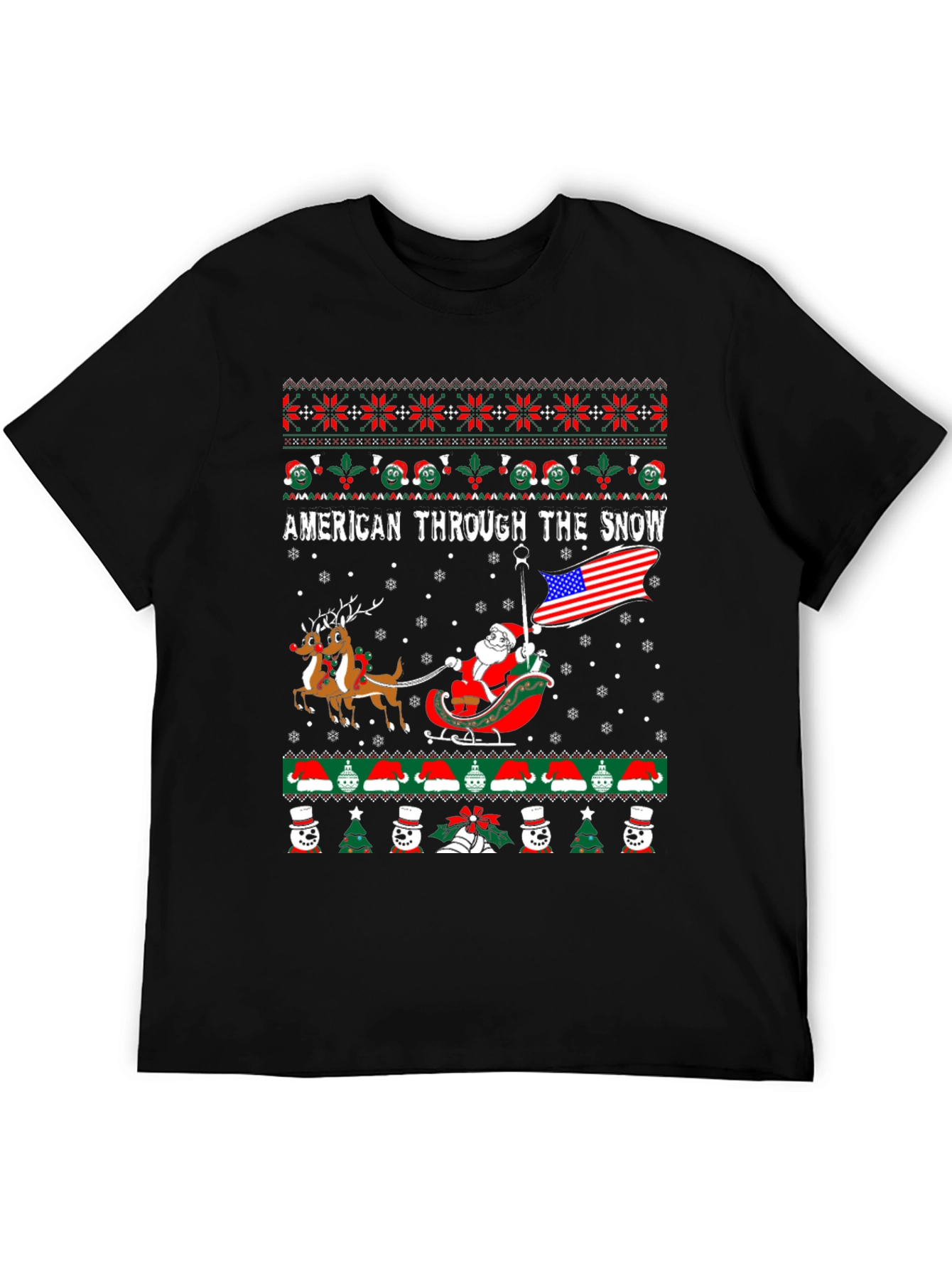 American Through The Snow Ugly Christmas T-Shirt