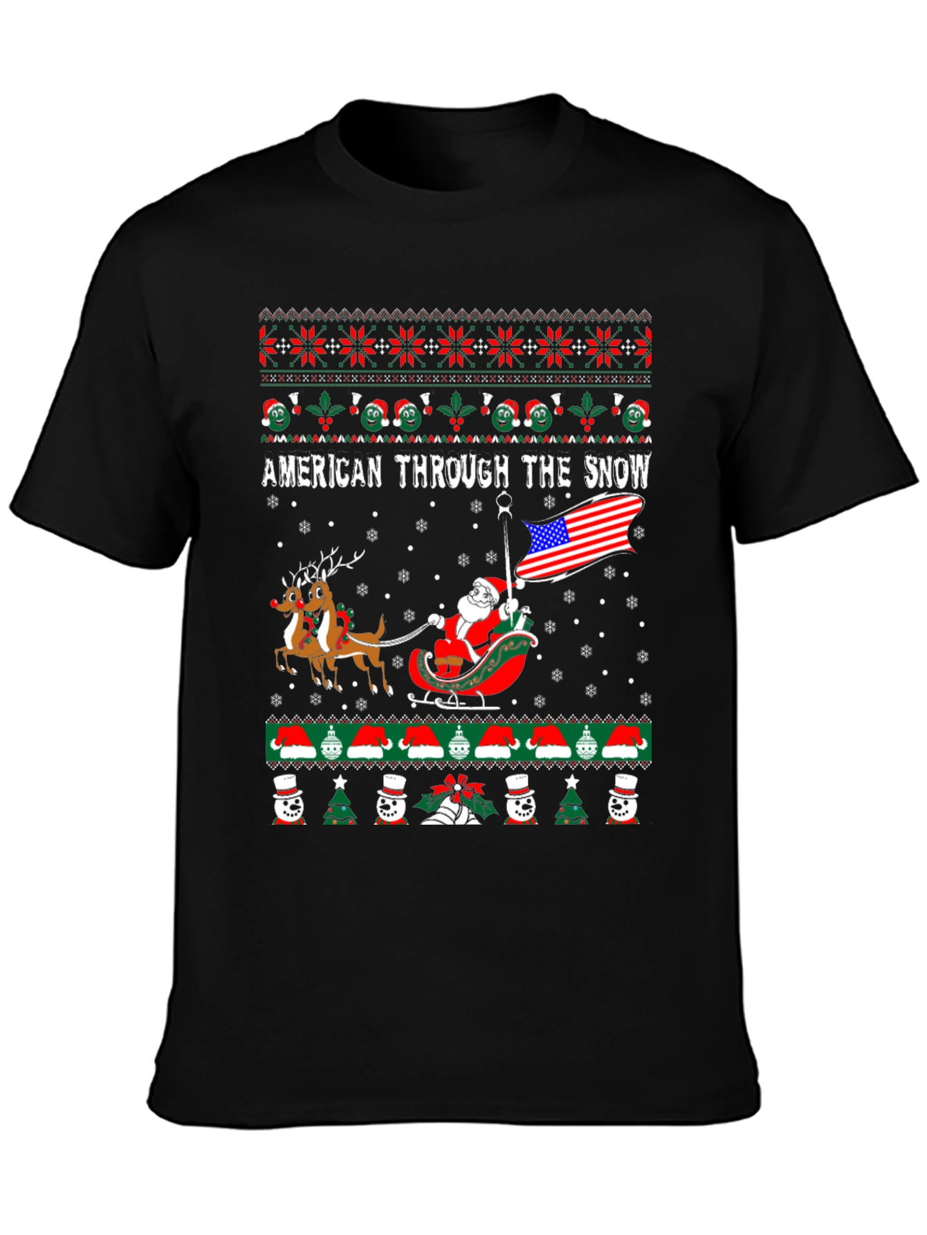 American Through The Snow Ugly Christmas T-Shirt
