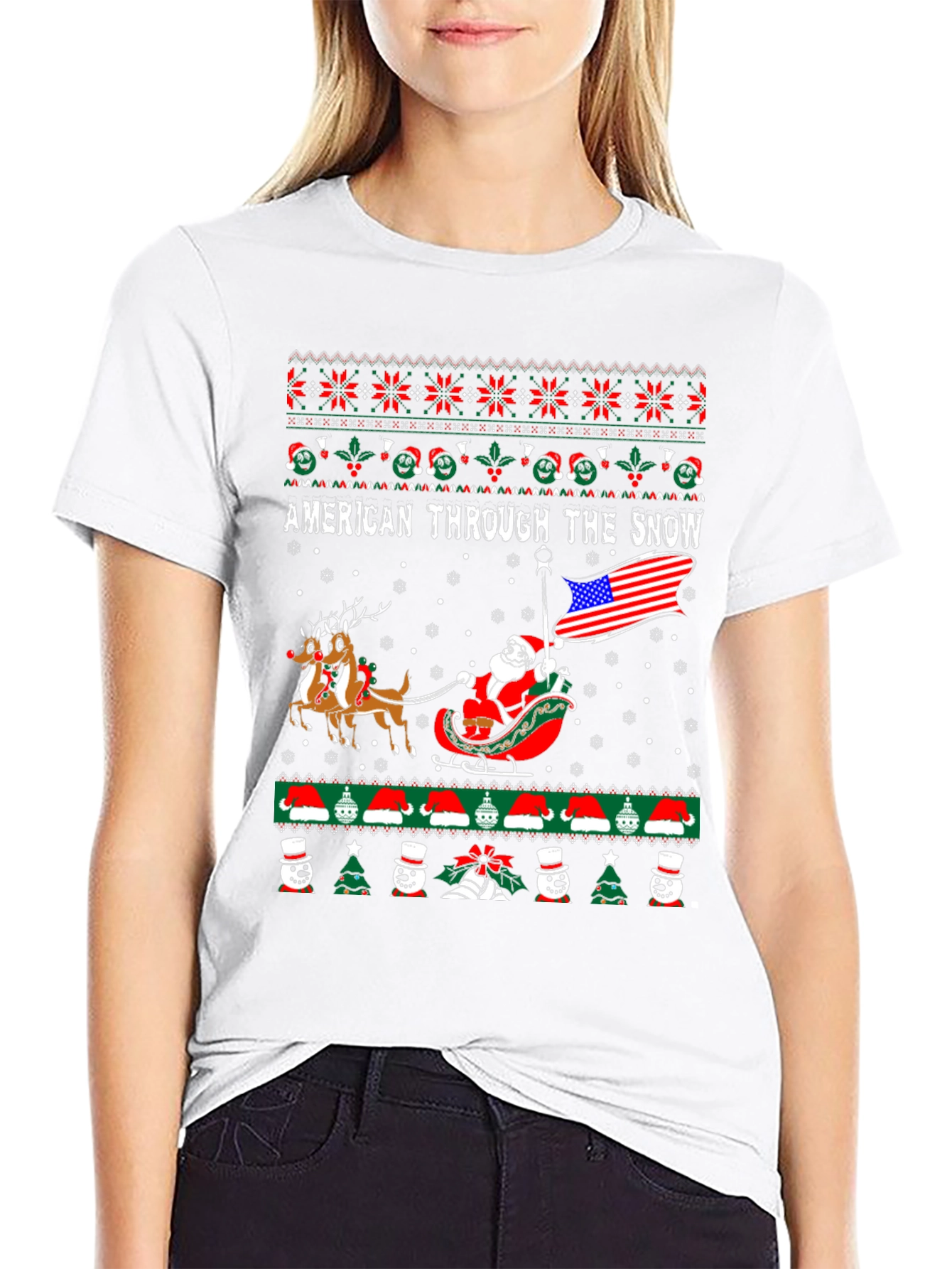 American Through The Snow Ugly Christmas T-Shirt