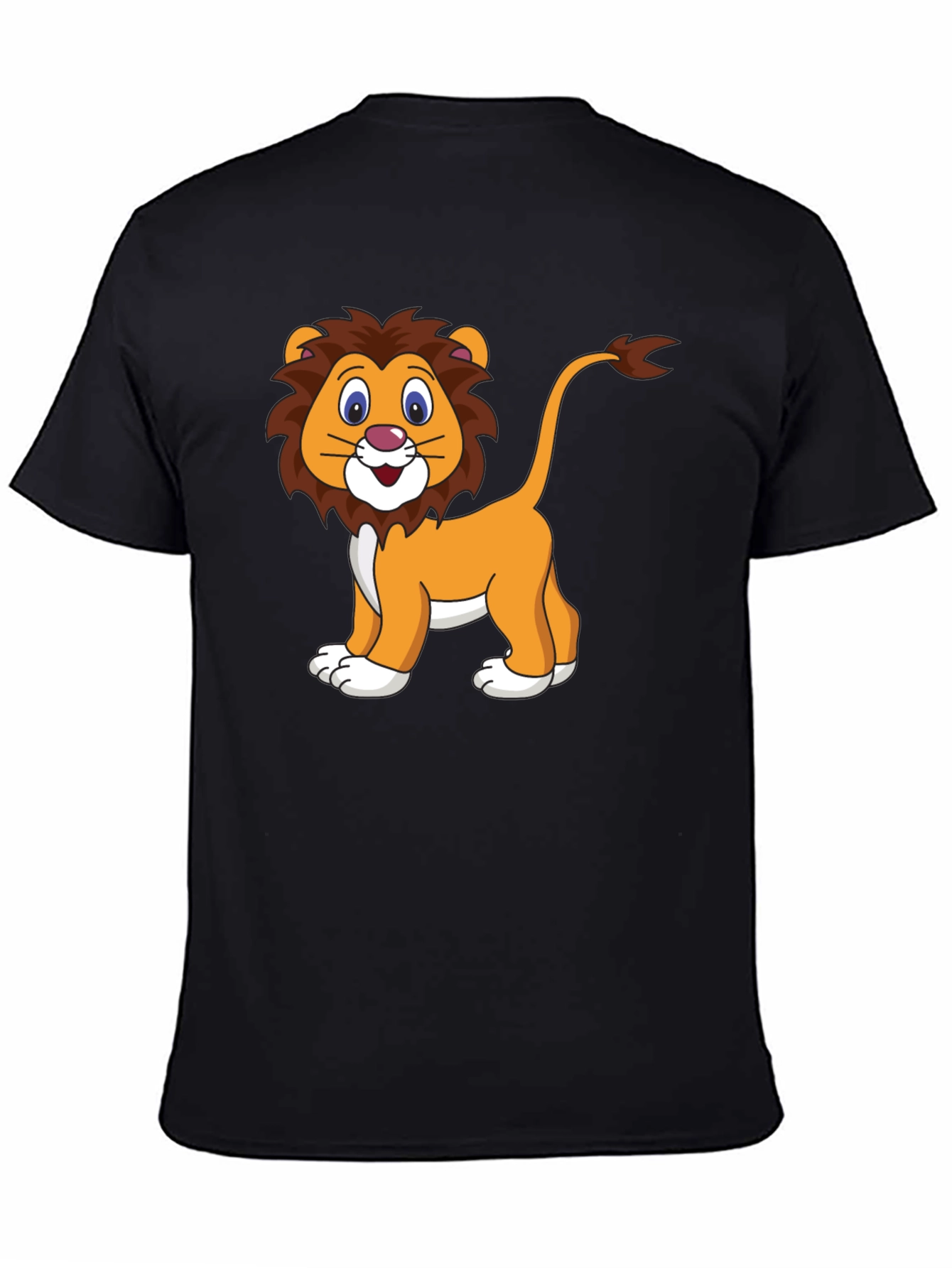 Cartoon Lion Graphic T-Shirt - Black