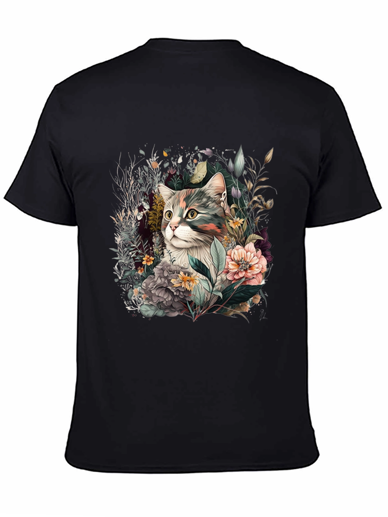 Floral Cat Graphic Tee - Unique Unisex Style