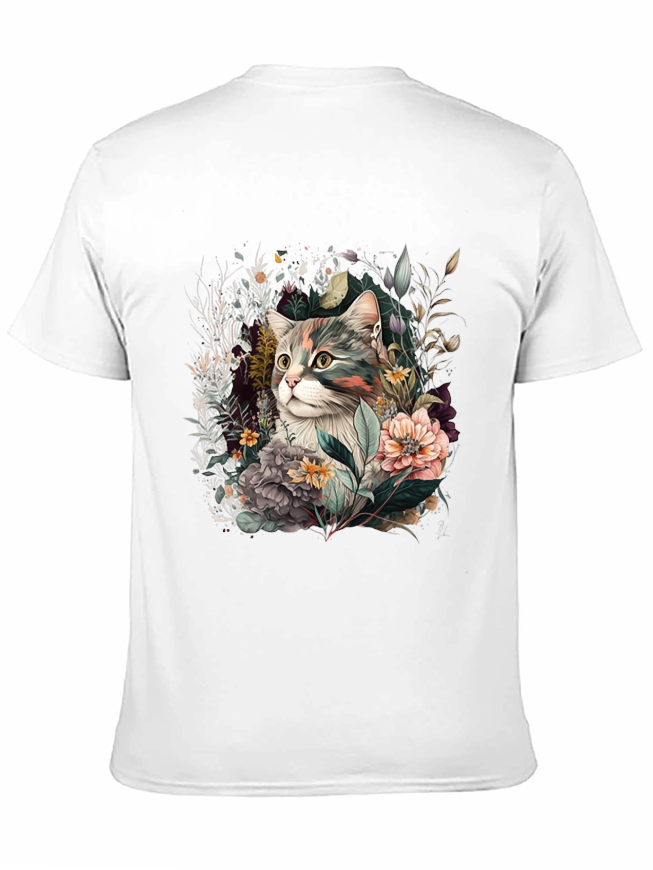 Floral Cat Graphic Tee - Unique Unisex Style