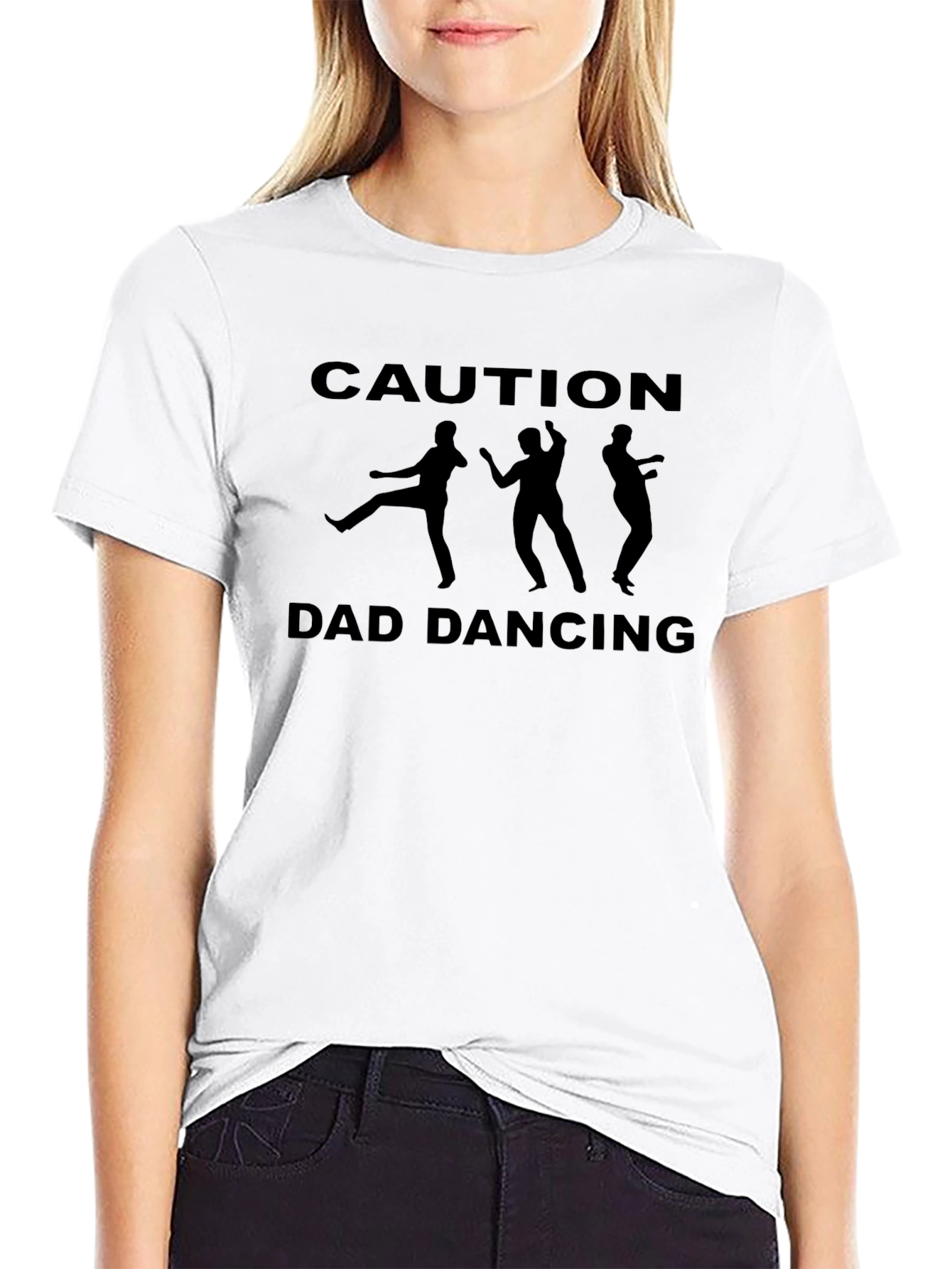 Caution Dad Dancing Black Graphic Tee