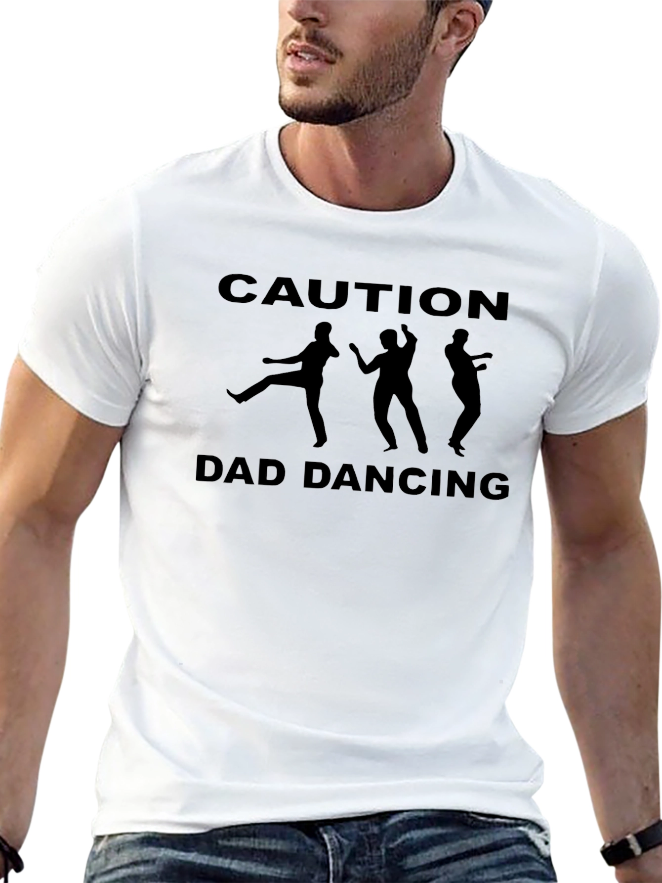 Caution Dad Dancing Black Graphic Tee