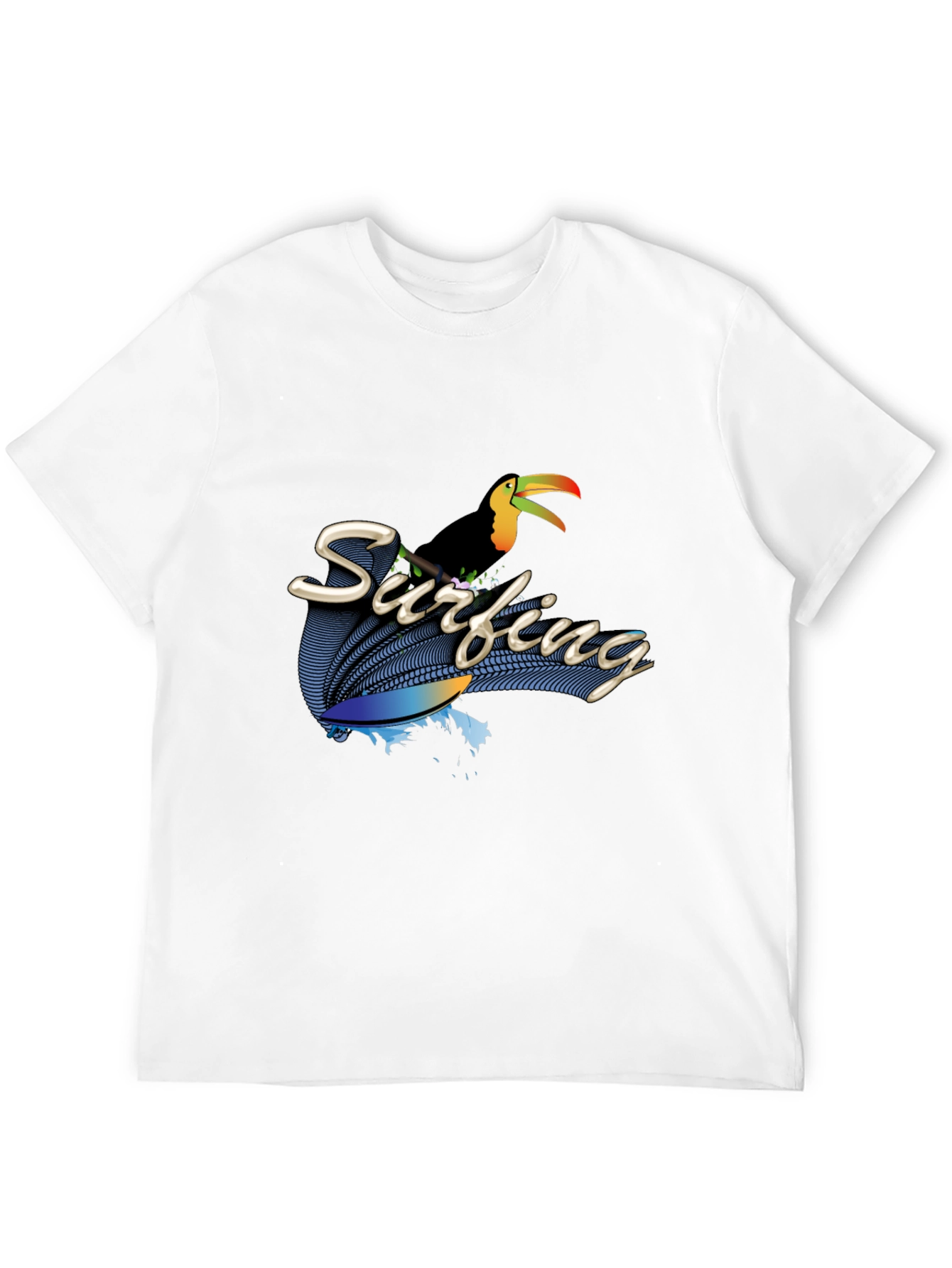 Surfing Toucan Black T-Shirt