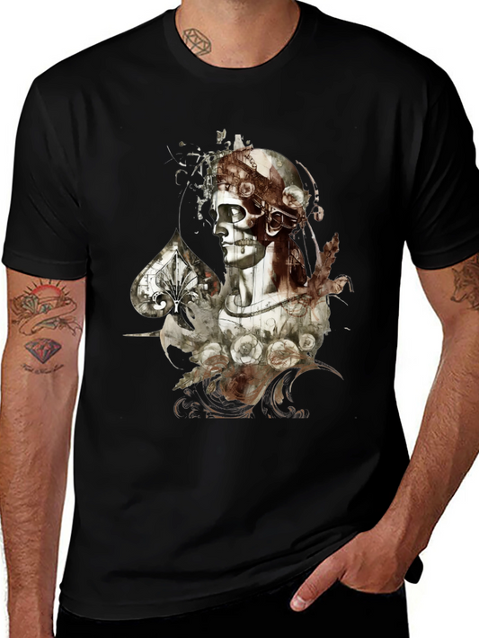 Gothic Skull & Roses Graphic Tee - Dark Aesthetic Fashion