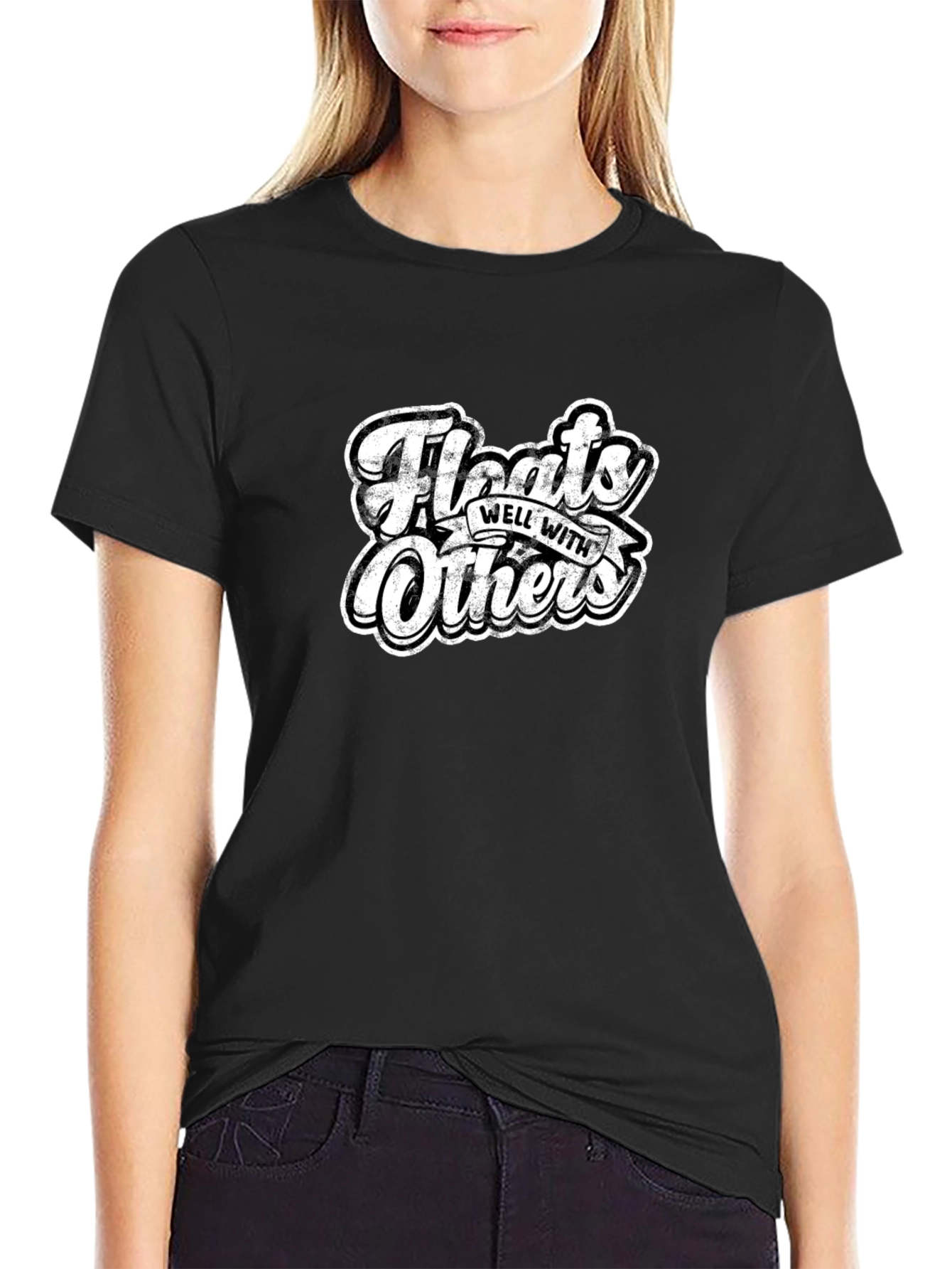 Floats Well with Others Black Graphic Tee