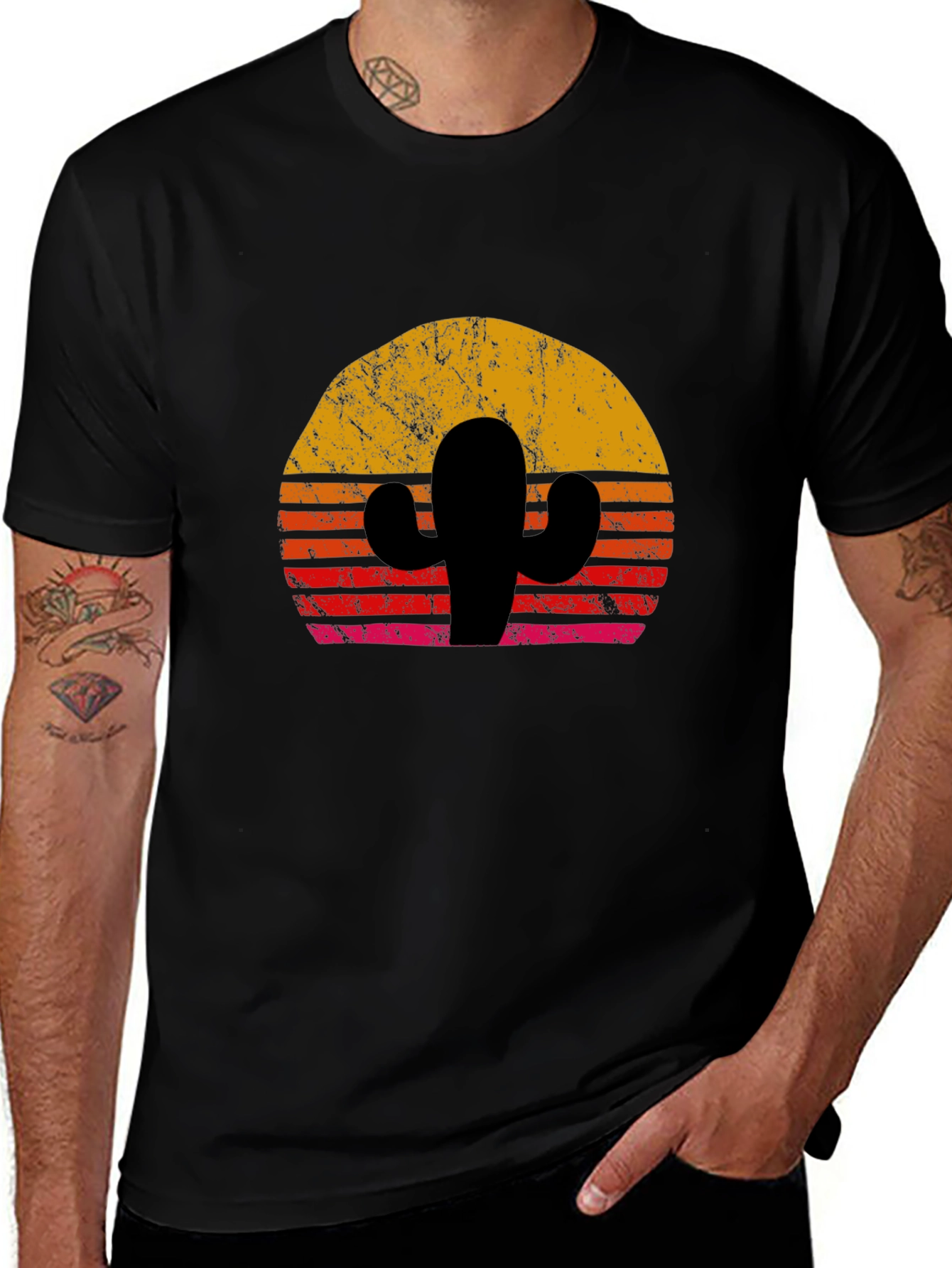 Retro Cactus Sunset Graphic Tee
