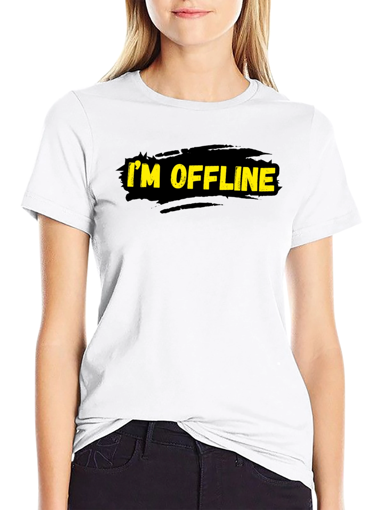 Im Offline Black Graphic T-Shirt