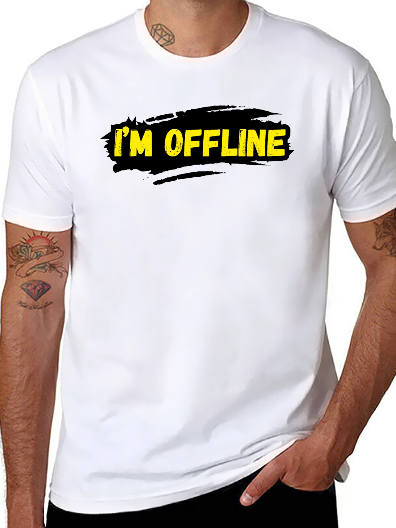 Im Offline Black Graphic T-Shirt