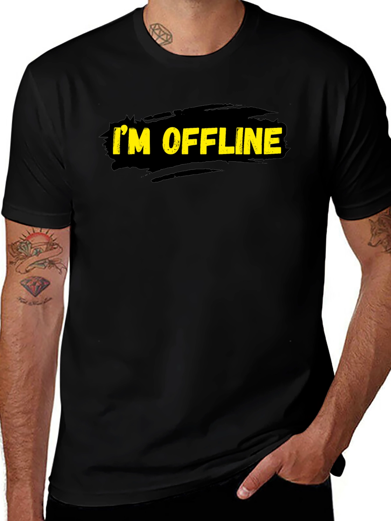 Im Offline Black Graphic T-Shirt