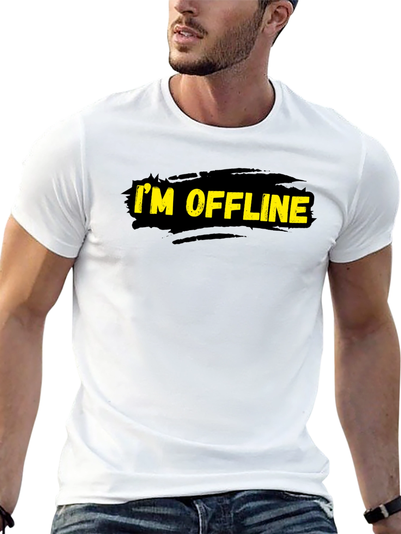 Im Offline Black Graphic T-Shirt