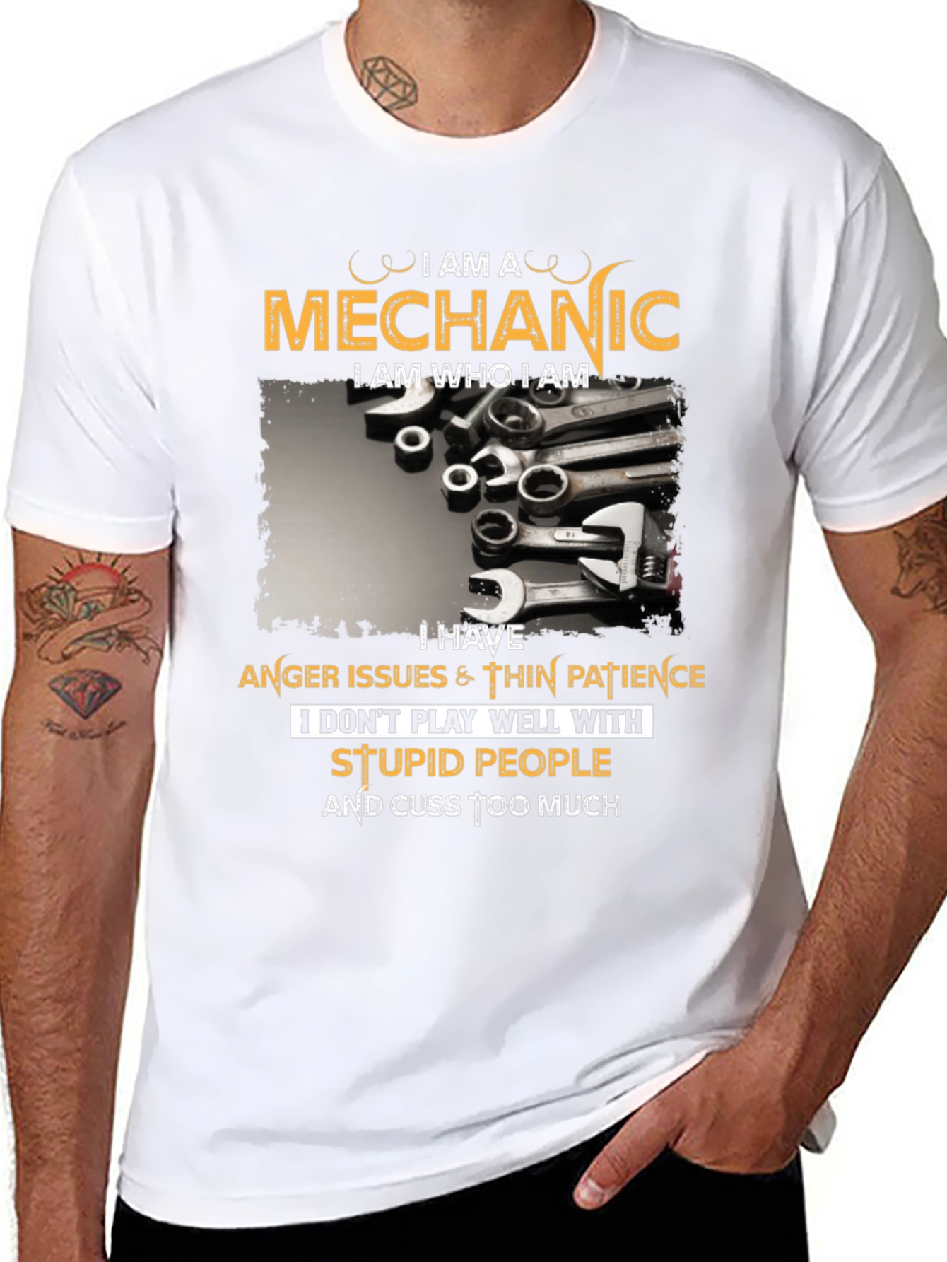 Mechanic T-Shirt - Anger Issues & Cuss Too Much