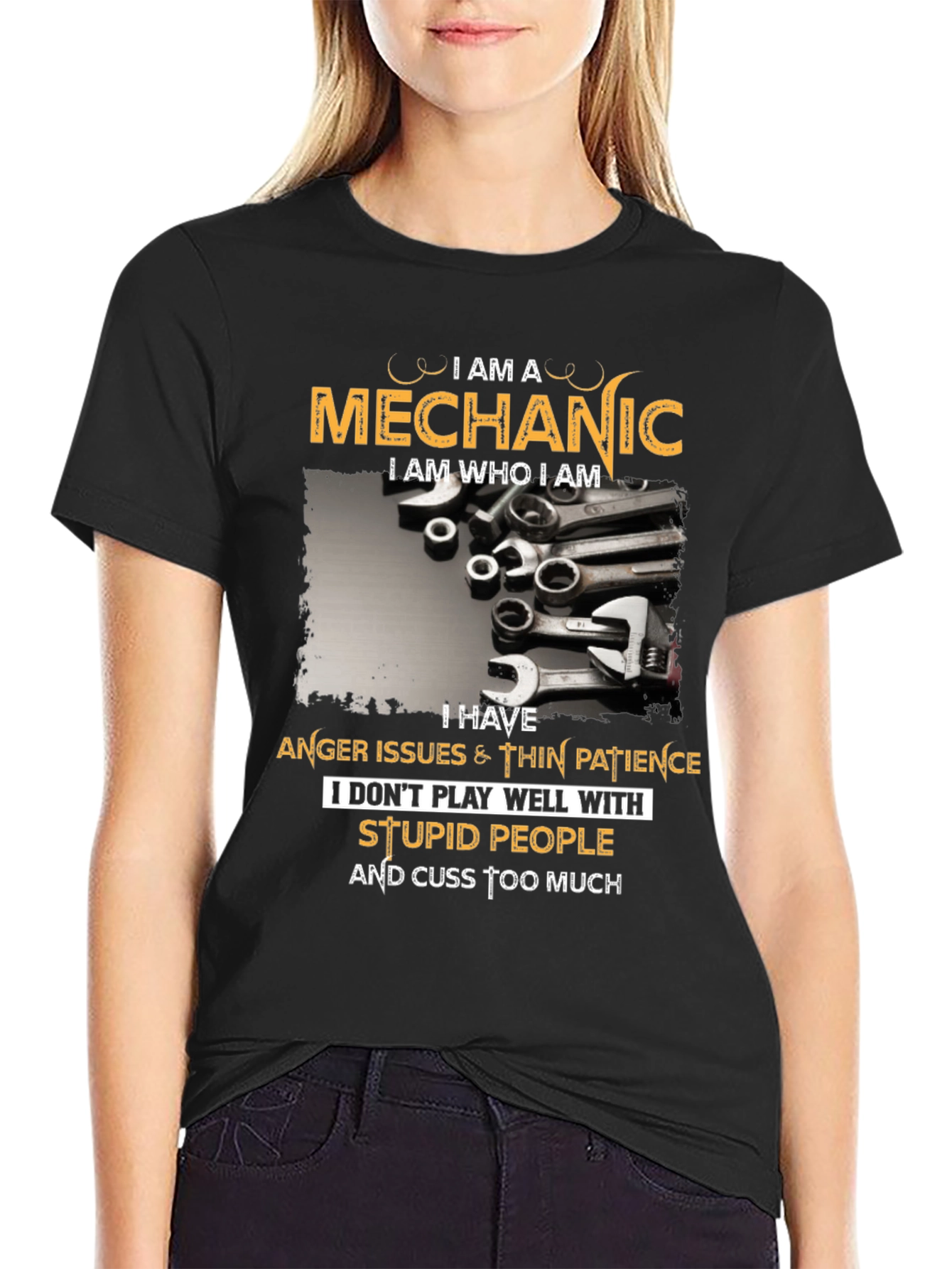Mechanic T-Shirt - Anger Issues & Cuss Too Much