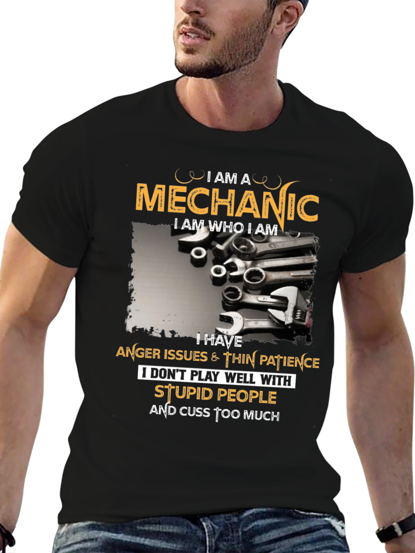 Mechanic T-Shirt - Anger Issues & Cuss Too Much