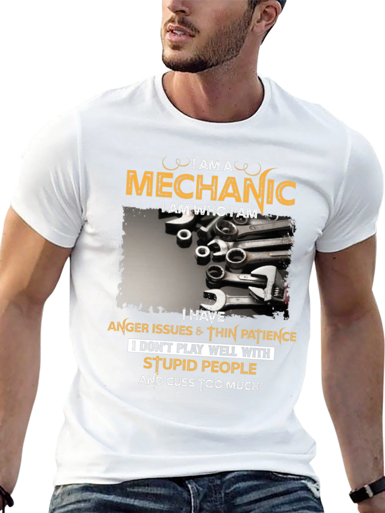 Mechanic T-Shirt - Anger Issues & Cuss Too Much