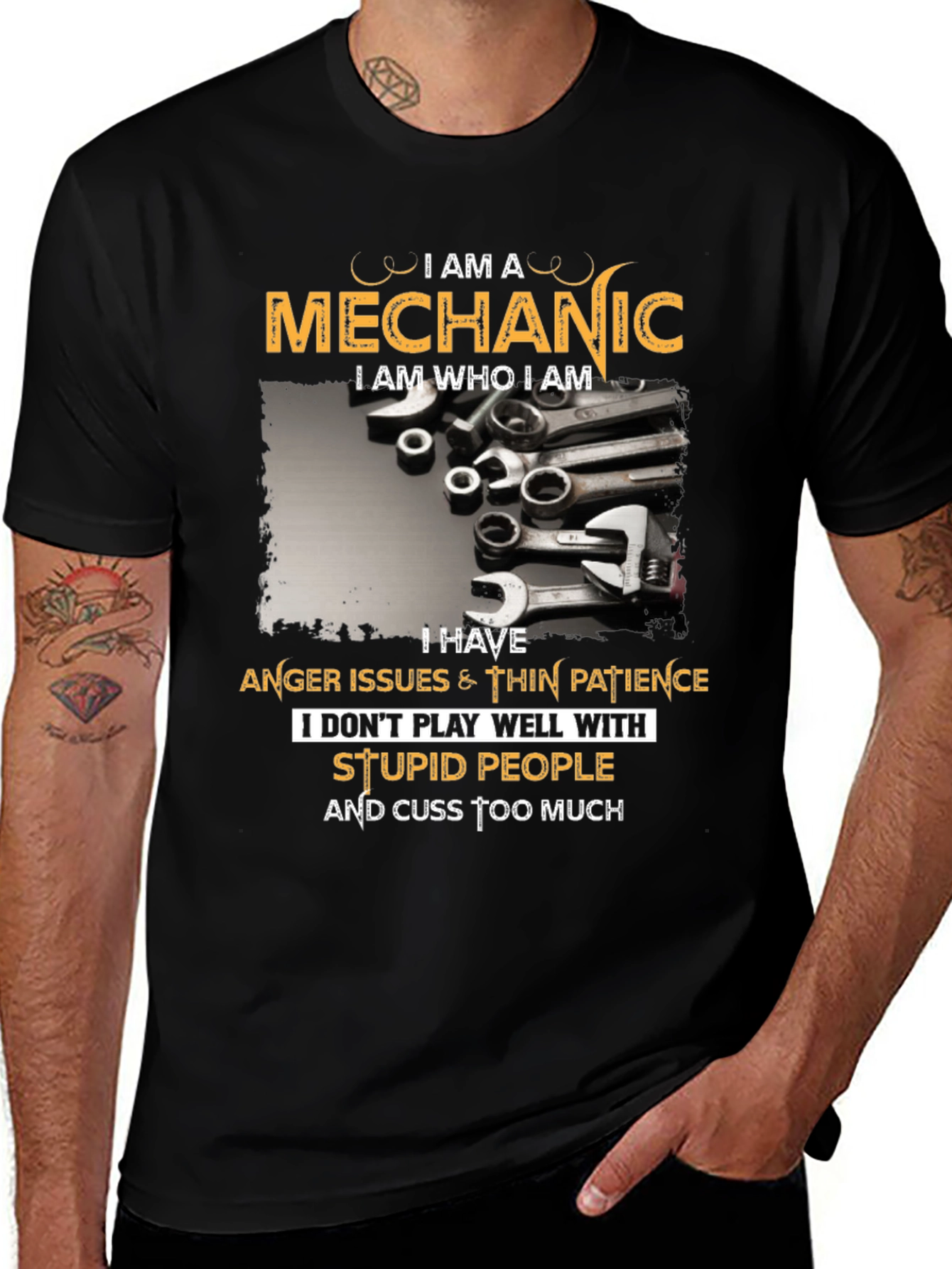 Mechanic T-Shirt - Anger Issues & Cuss Too Much