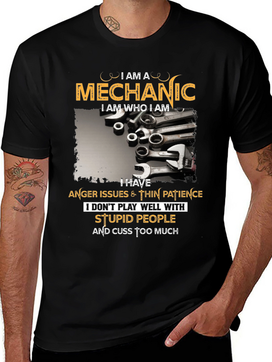 Mechanic T-Shirt - Anger Issues & Cuss Too Much
