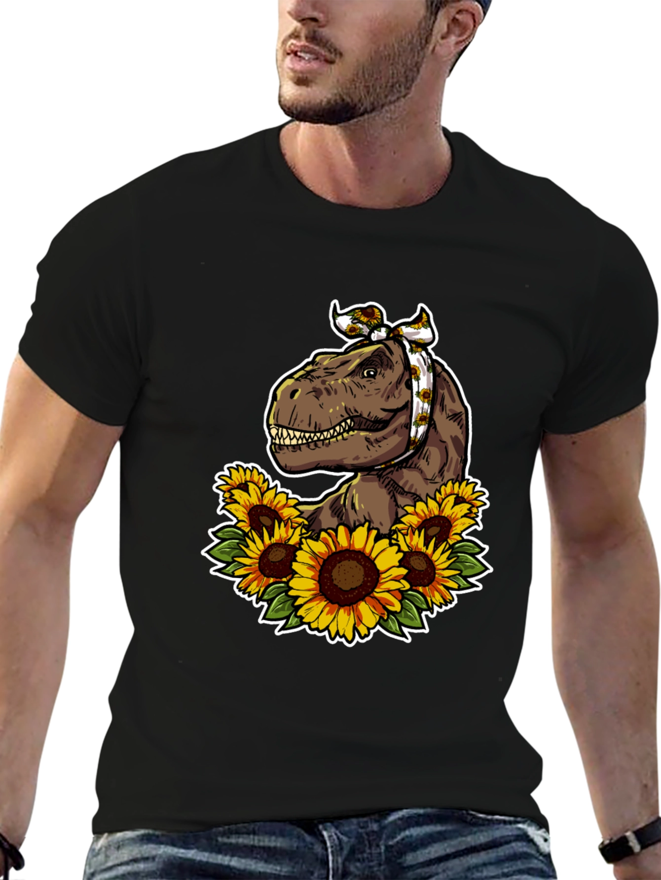 Dino Sunflower Graphic T-Shirt