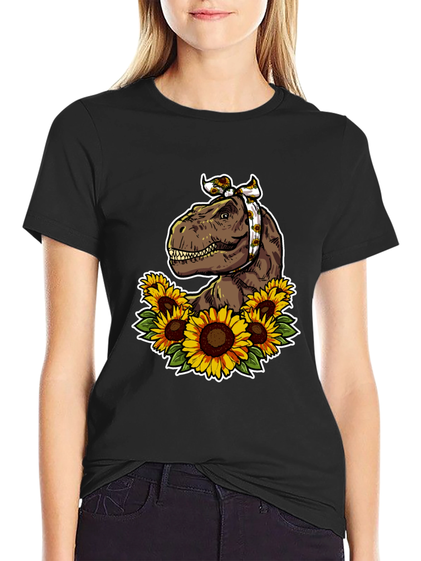 Dino Sunflower Graphic T-Shirt