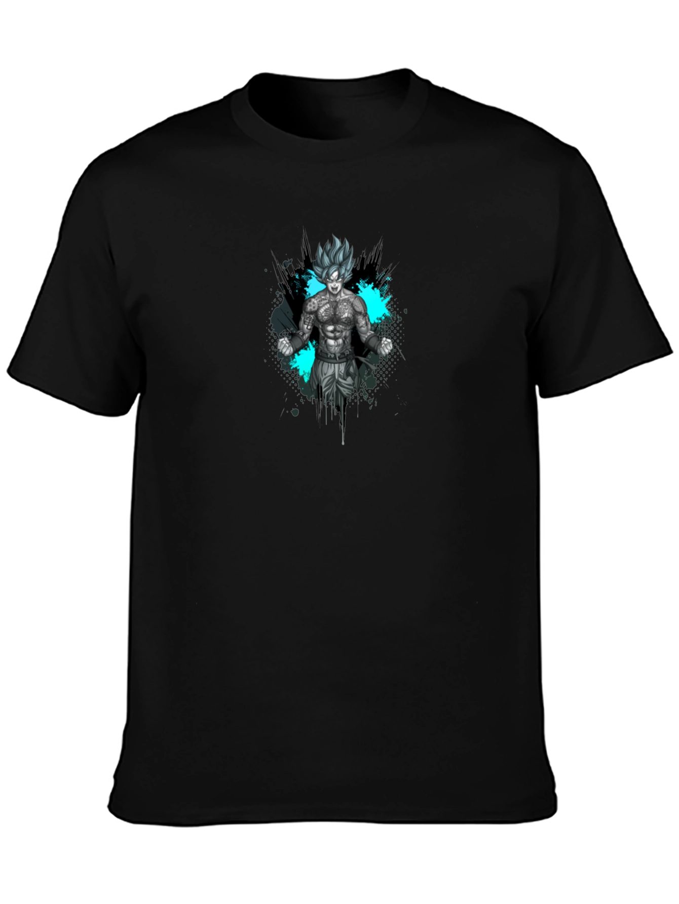 Goku Super Saiyan Tattoo Art Black T-Shirt