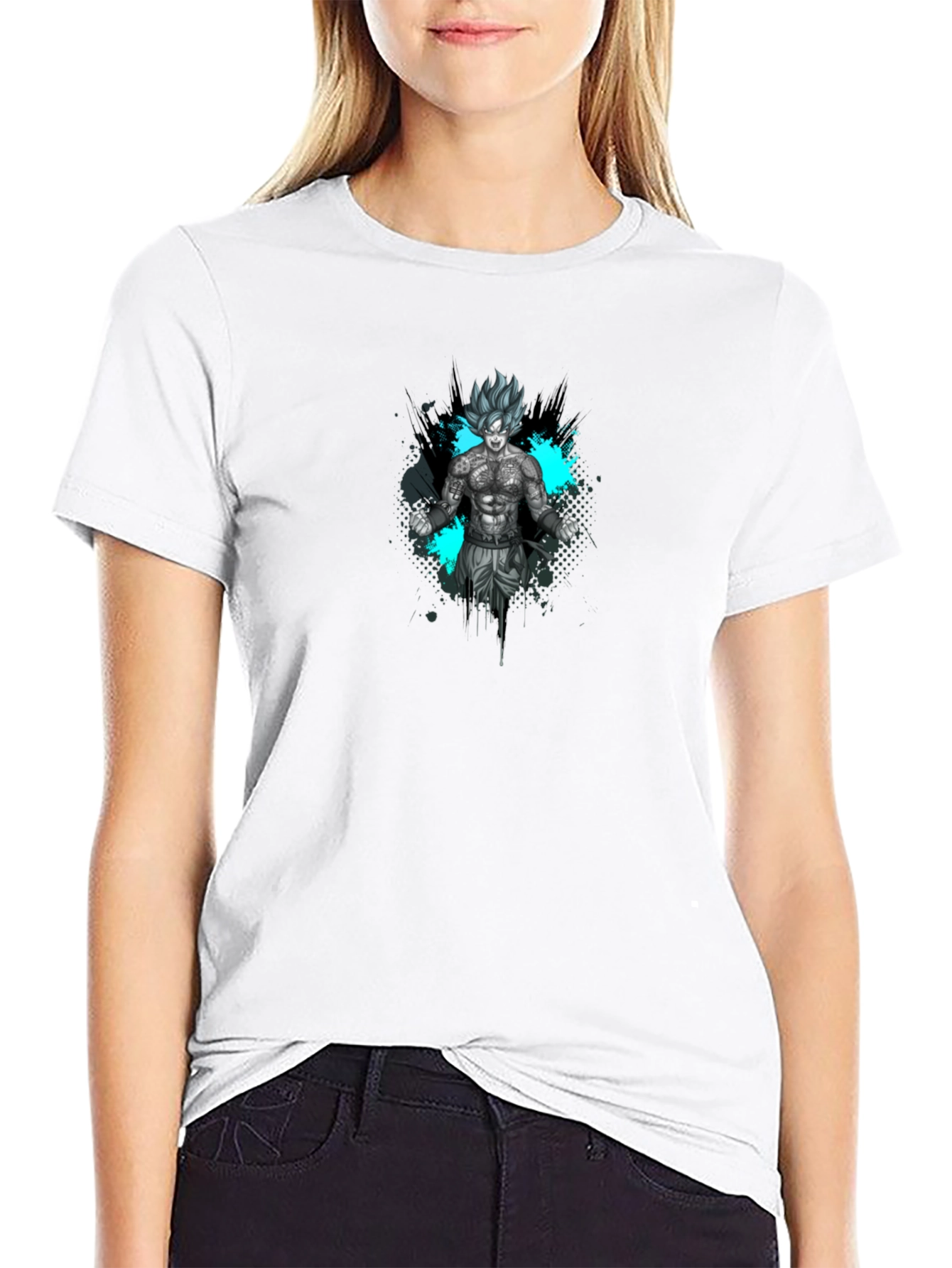 Goku Super Saiyan Tattoo Art Black T-Shirt