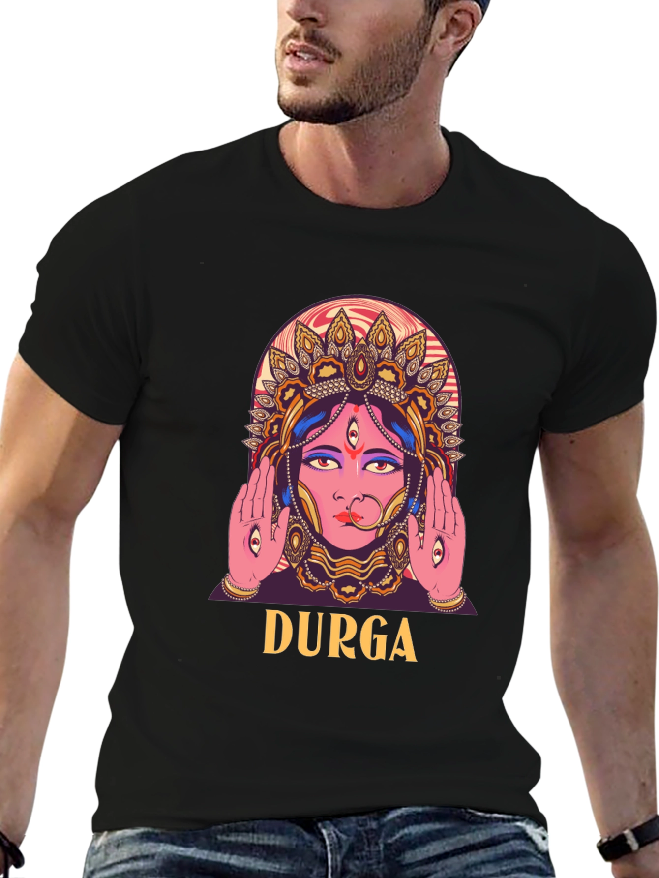 Durga Graphic Print Black T-Shirt