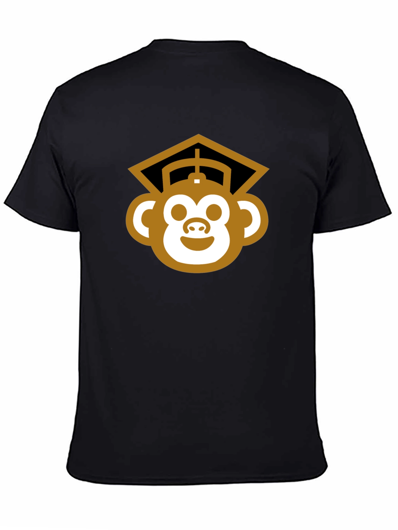 Graduation Monkey Tee - Black Cotton Blend T-Shirt