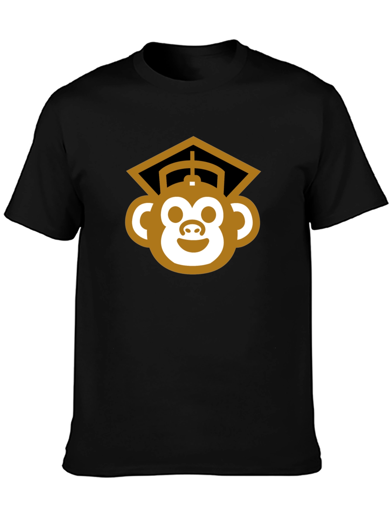 Graduation Monkey Tee - Black Cotton Blend T-Shirt