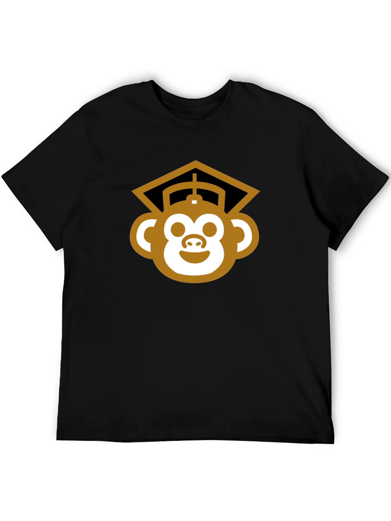 Graduation Monkey Tee - Black Cotton Blend T-Shirt